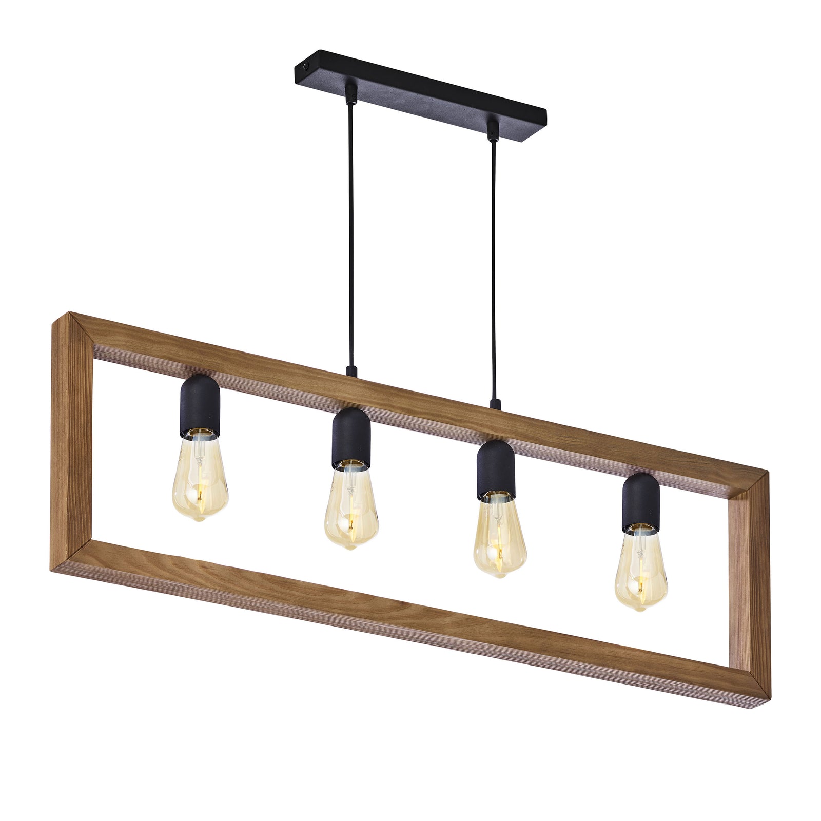 Produktbillede af TK Metro loftlampe natur træ og sort metal i premium kvalitet