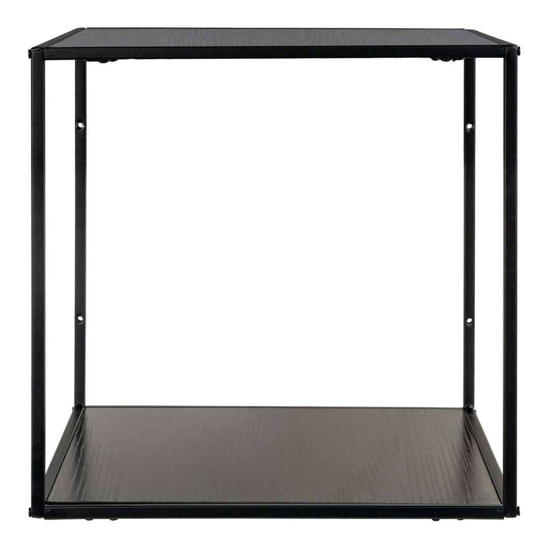 HOUSE NORDIC Vita væghylde sort melamin og sort stål 36x36x36