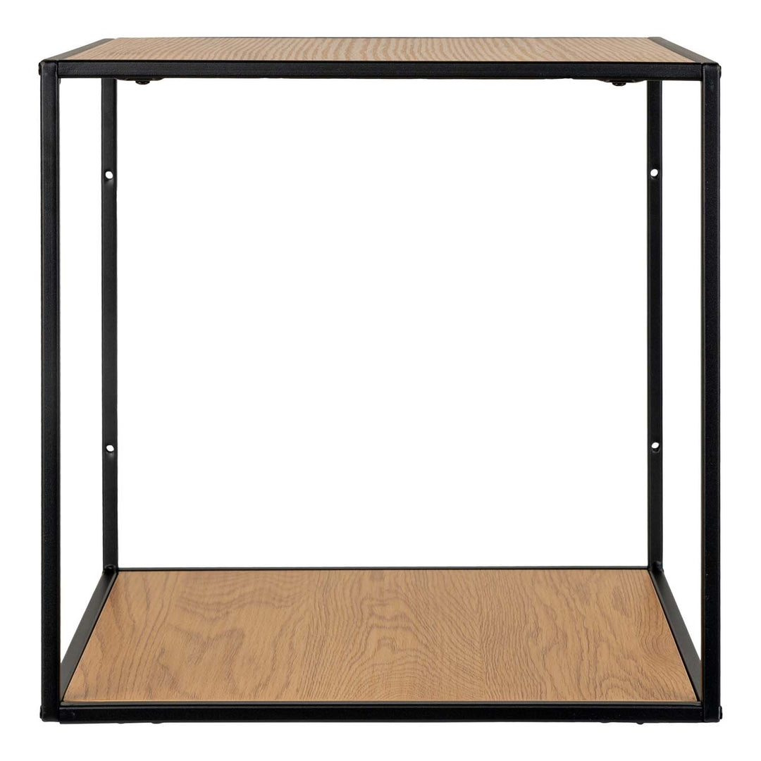 HOUSE NORDIC Vita væghylde natur melamin og sort stål 36x36x36