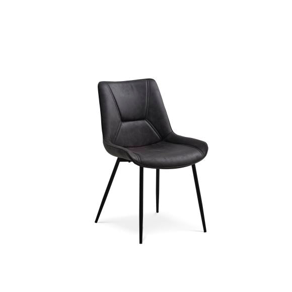 Hannah spisebordsstol grafit grå UF plastik polyester stof og sort metal