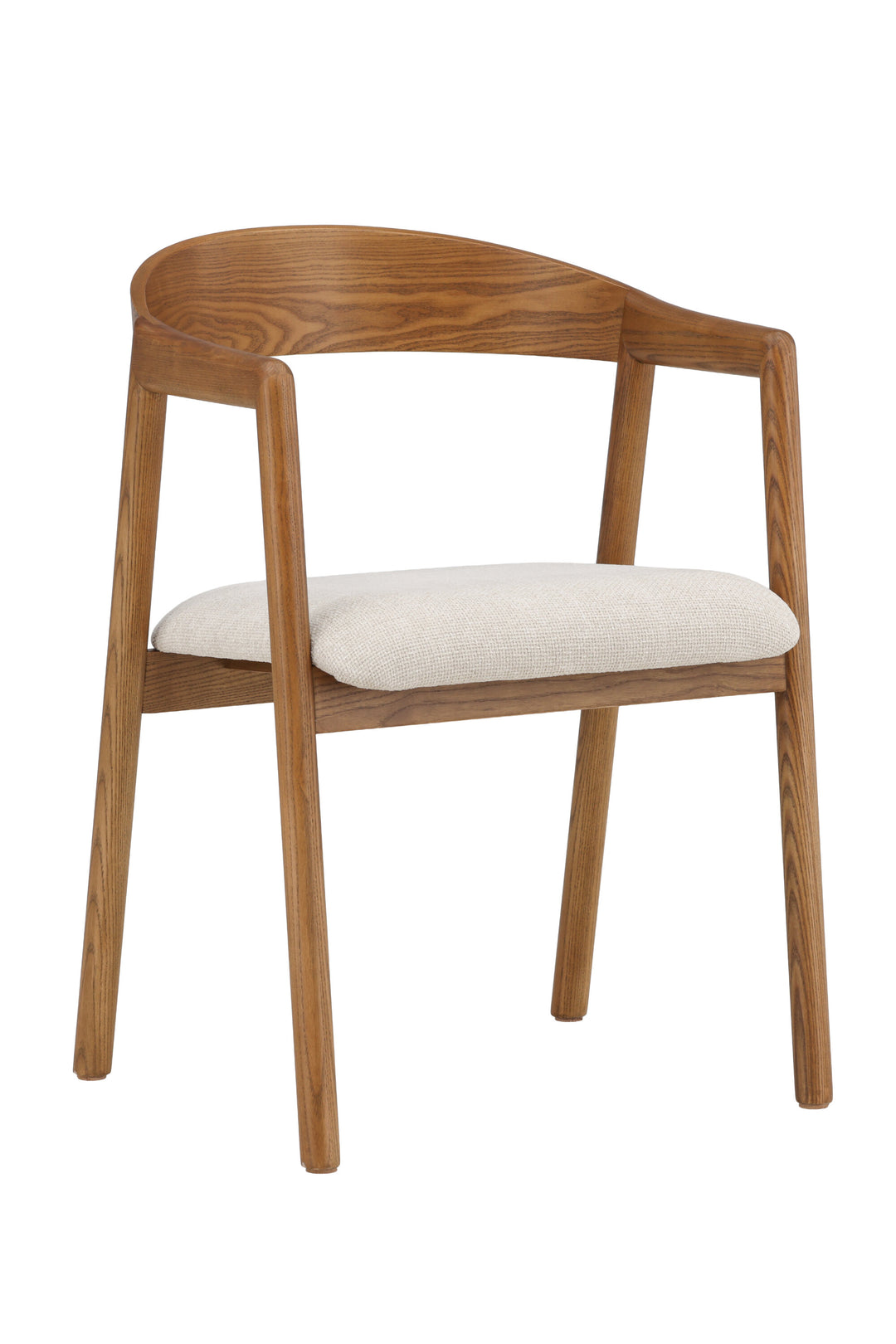 VENTURE DESIGN Långön spisebordsstol m. armlæn beige polyester og brun asketræ