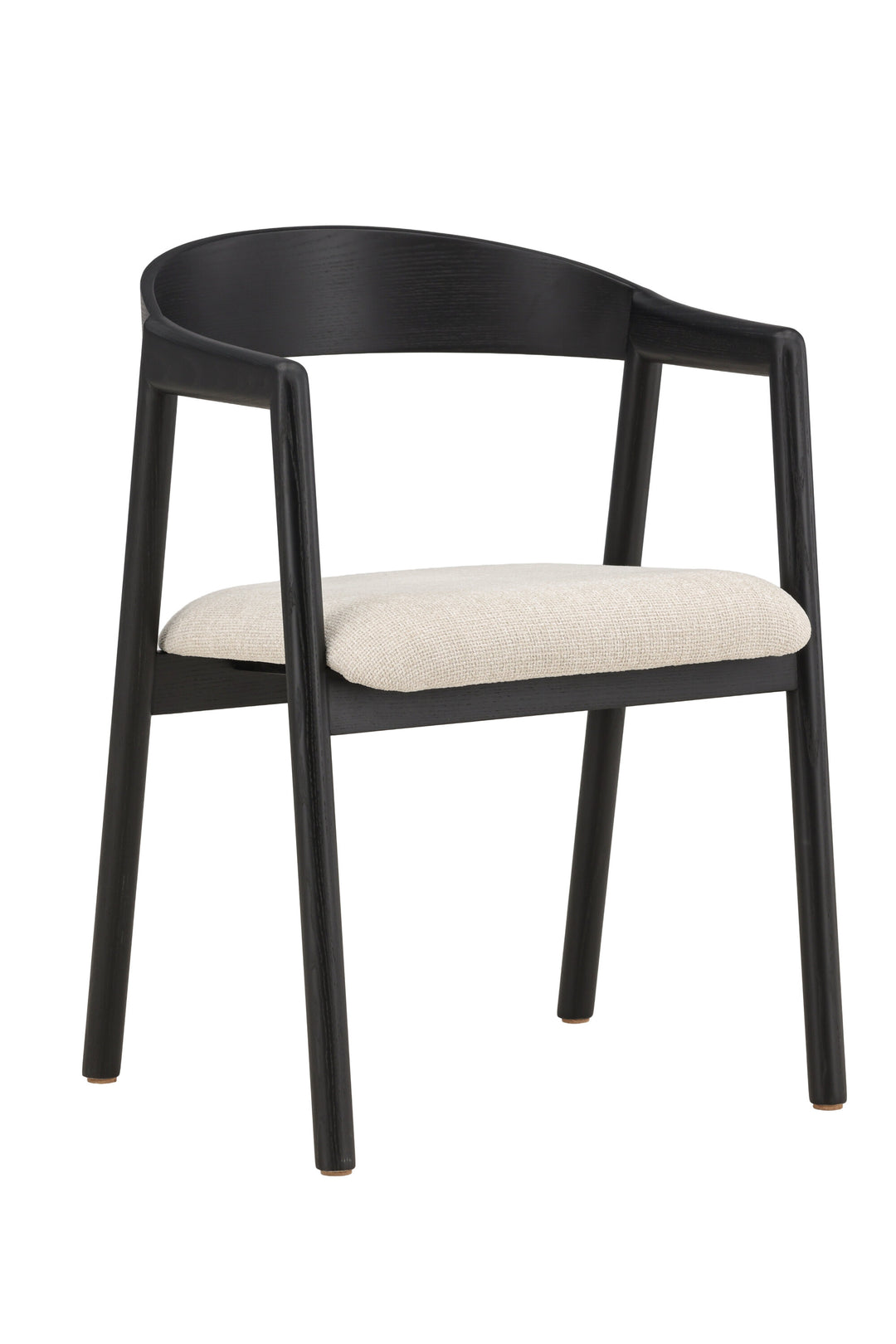 VENTURE DESIGN Långön spisebordsstol m. armlæn beige polyester og sort asketræ