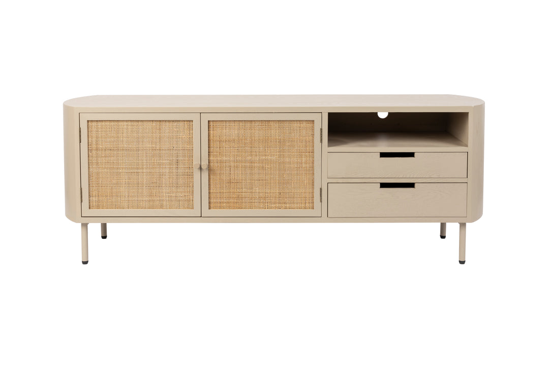 White Label Living WHITE LABEL LIVING Amaya skænk m. 2 låger og 2 skuffer rattan og beige MDstå