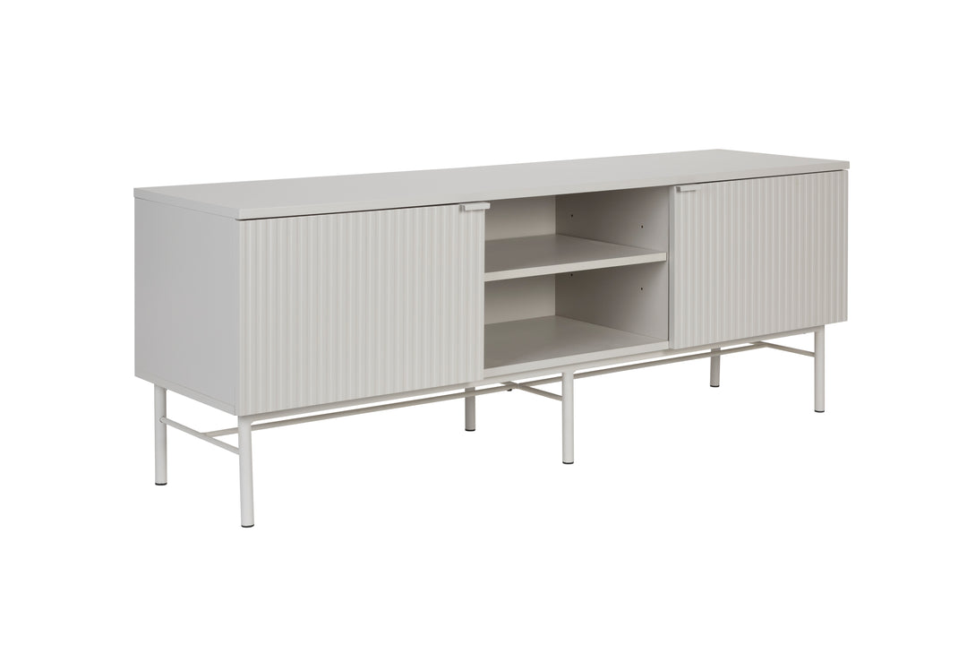 WHITE LABEL LIVING Cayo Lav TV-bord m. 2 låger og 3 hylder hvid MDF og hvid jern 155x40