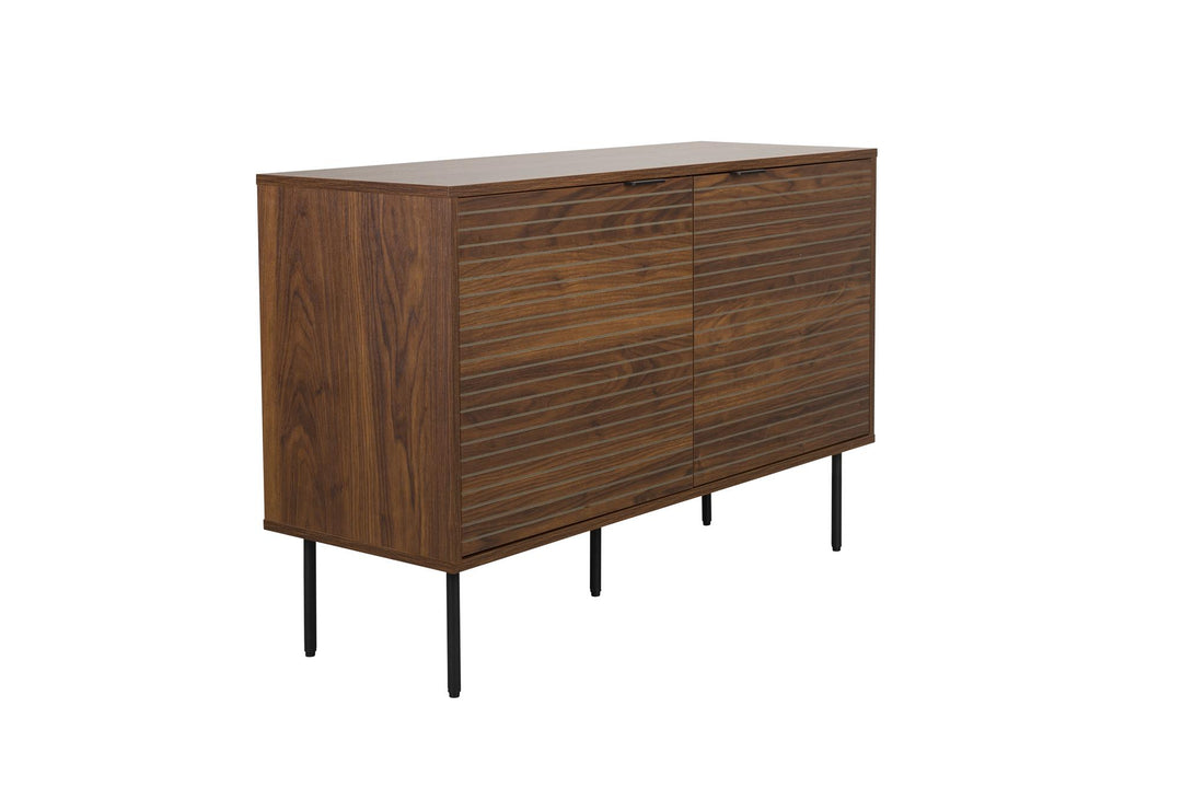 WHITE LABEL LIVING Stripes Høj skænk m. 2 låger og 2 hylder brun MDF og jern