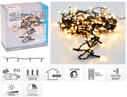 Lyskæde 480 Led Varm Hvid Timer, Dæmpbar, Sensor, Fjernb ❤ Kæmpe udvalg i HAAHR & CO ❤ Billig fragt og hurtig levering 2 - 5 hverdage - Varenummer: BAR-21911 / Ean: '8719987689048 på lager - Udsalg på Home Barindretning Lysestager og lys Spar op til 56% - Over 454 kendte brands på udsalg