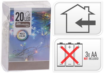 Produktbillede af Lyskæde Pyntelys Led T/batteri M/ 20 Lys Farvet på tilbud i premium kvalitet