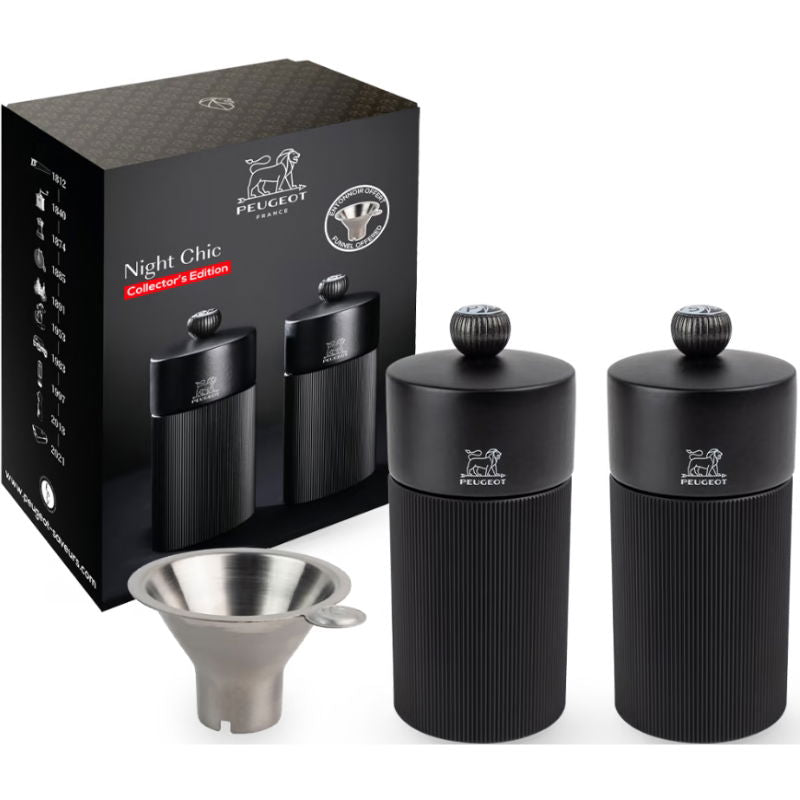 Produktbillede af Peugeot Duo Line Mp+Ms 12cm Mat Sort+Tragt i Rustfrit Stål på tilbud i premium kvalitet