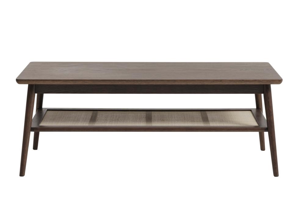 Barrali sofabord m. 1 hylde rattan og røgfarvet egefinér/egetræ 60x120