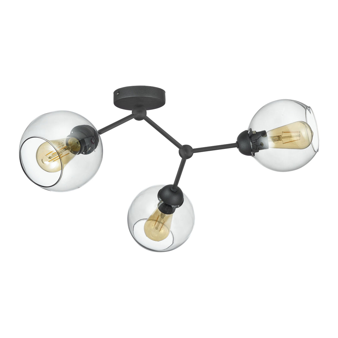 TK Fairy loftlampe m. 3 skærme glas og sort metal