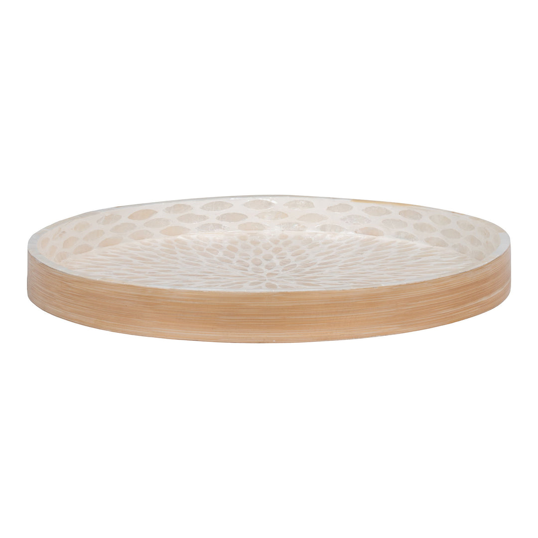 HOUSE NORDIC  Bakke bambus/capiz beige 40x40x3,5 cm