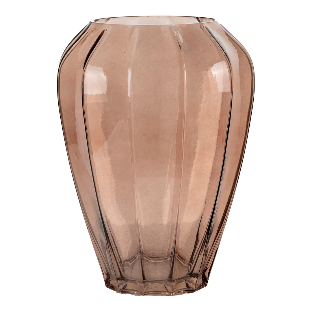 HOUSE NORDIC vase rund brun glas H:29