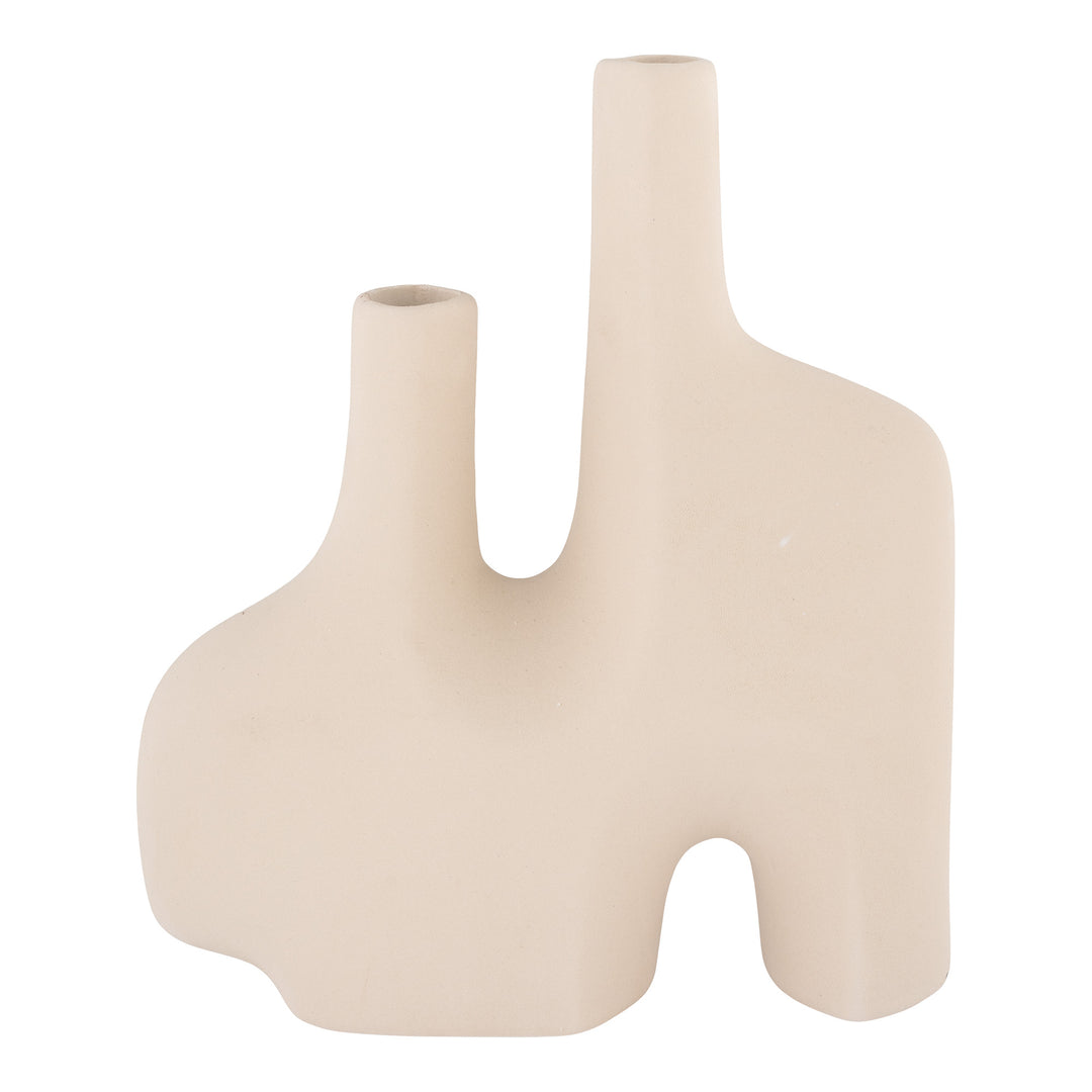 HOUSE NORDIC vase med to åbninger skulpturel sand keramik H:27