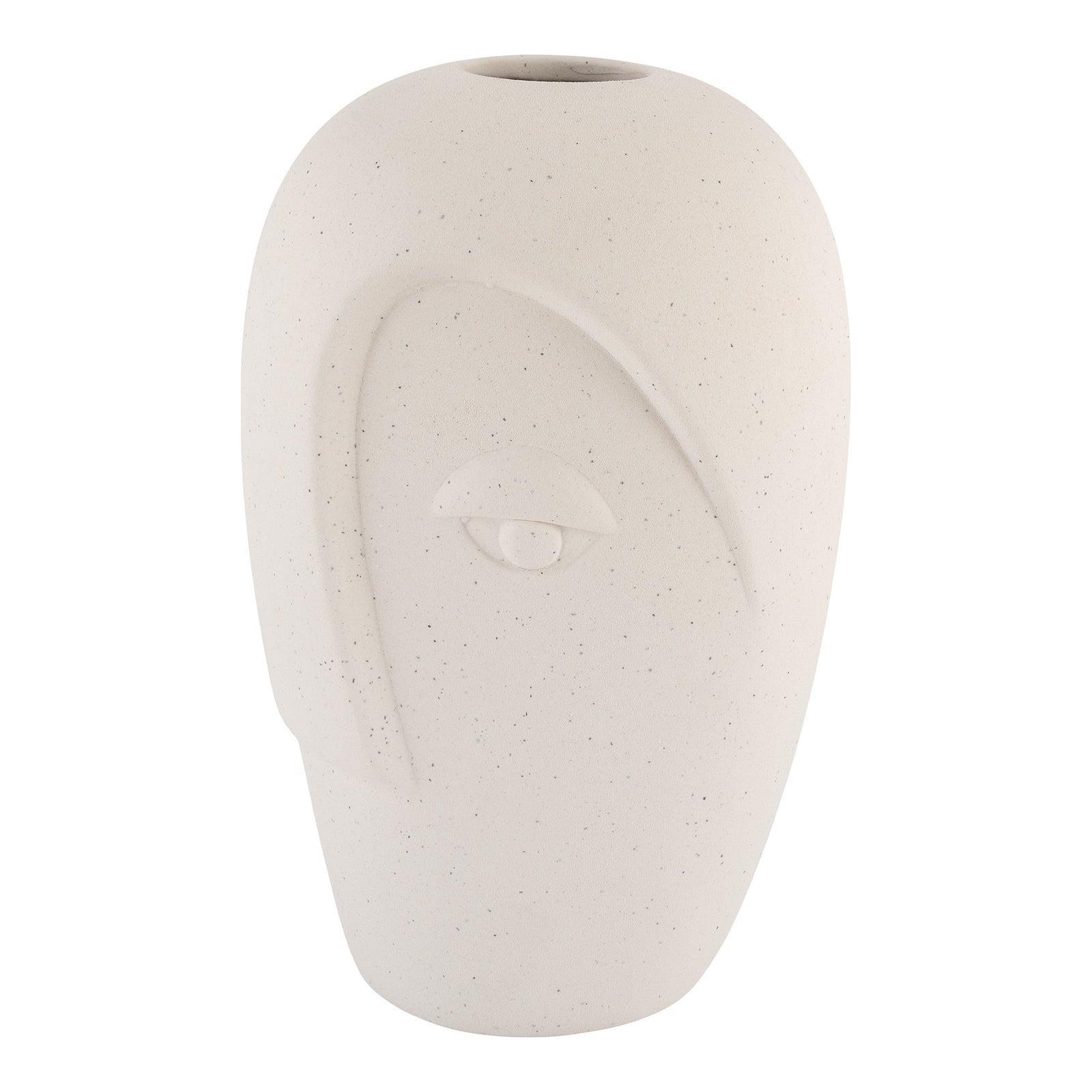 Produktbillede af HOUSE NORDIC vase med ansigt rund sand keramik H:19,5 i premium kvalitet