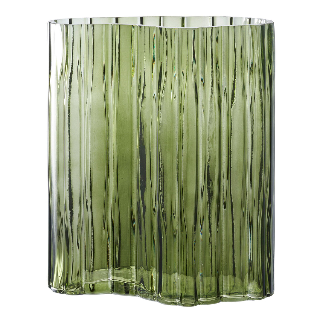 HOUSE NORDIC vase organisk smoked grøn glas 21x12x26,5