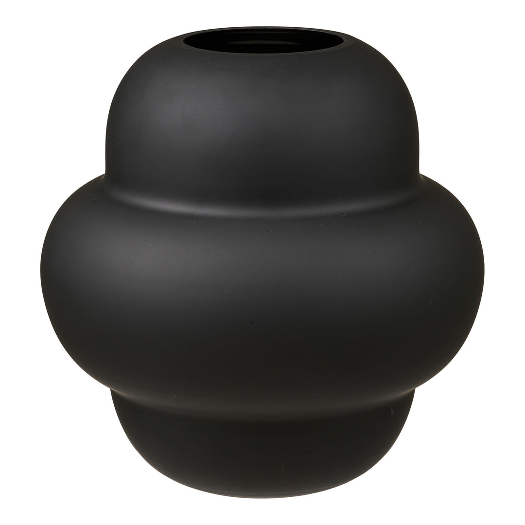 HOUSE NORDIC  vase rund sort mundblæst glas H:20