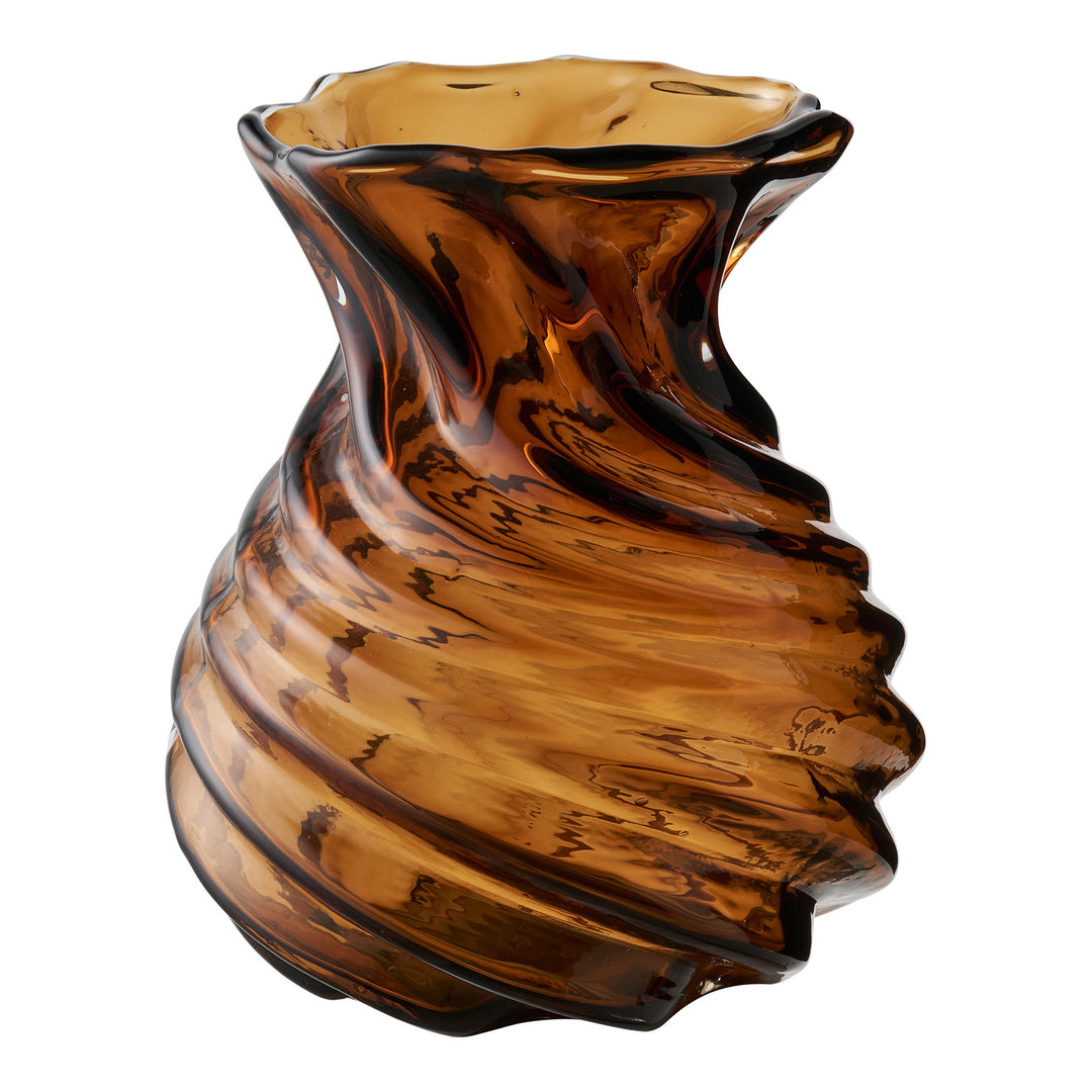 HOUSE NORDIC vase rund røgfarvet brun mundblæst glas H:18,5