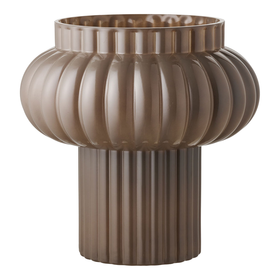 HOUSE NORDIC vase rund brun mundblæst glas H:27
