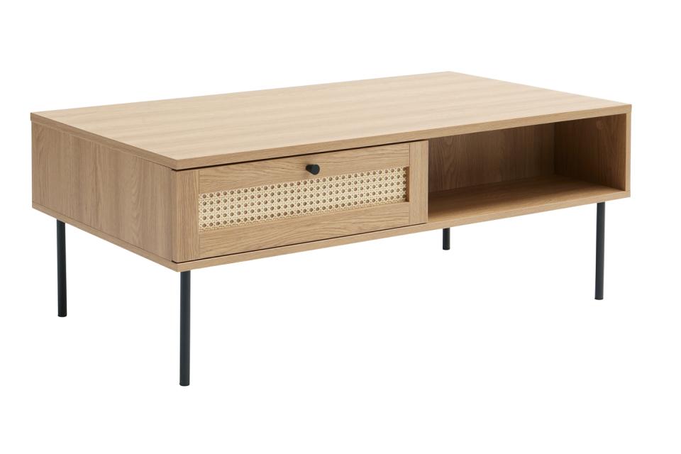 Pensacola sofabord m. 2 skuffer natur eg melamin og polyrattan 60x110