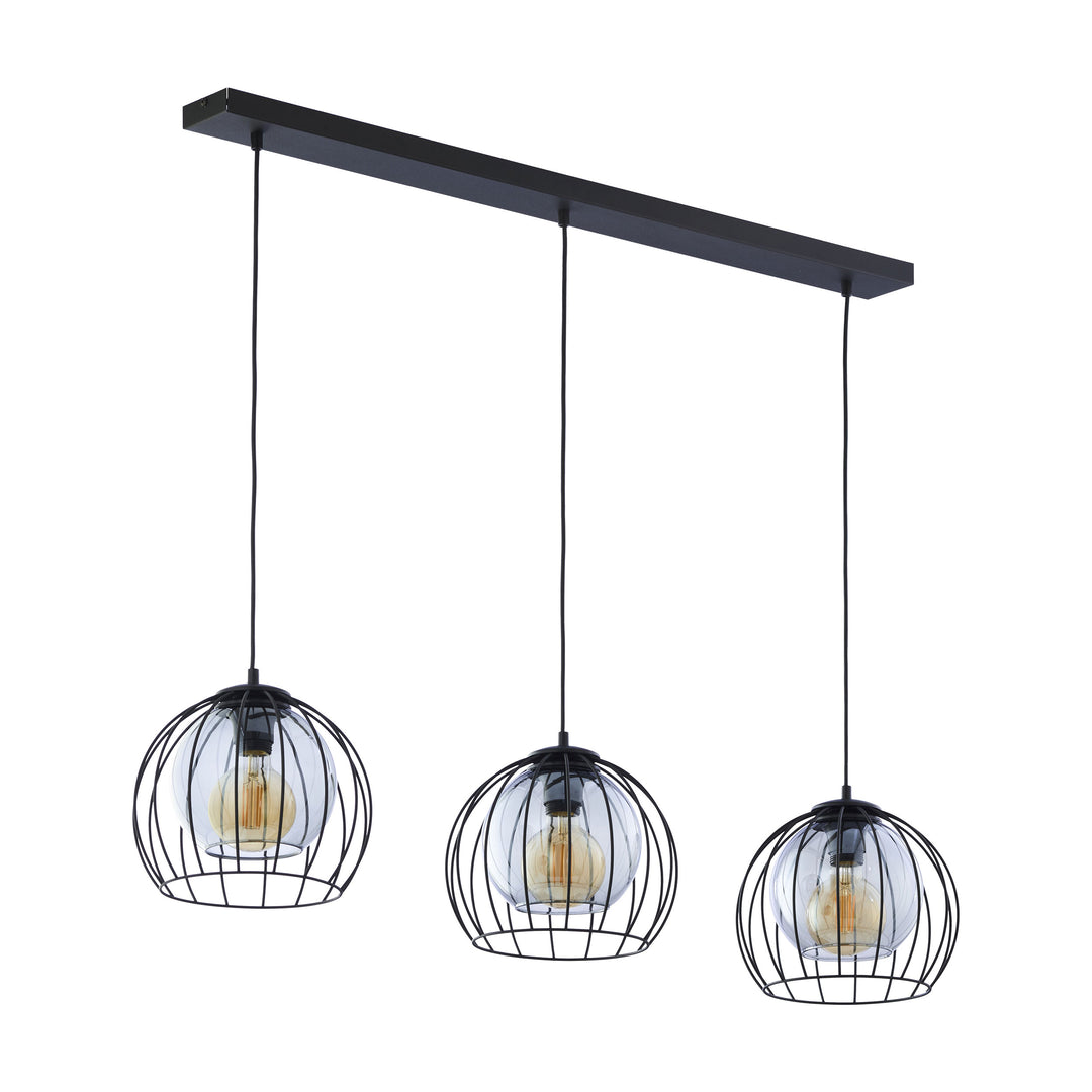 TK Universo loftlampe m. 3 skærme grafit glas og sort metal