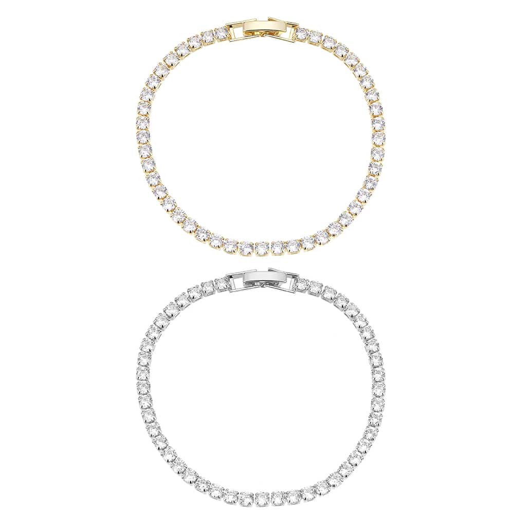 Produktbillede af Køb Armbånd guld- eller sølvfarvet mange glimtende sten justerbar Guld på tilbud