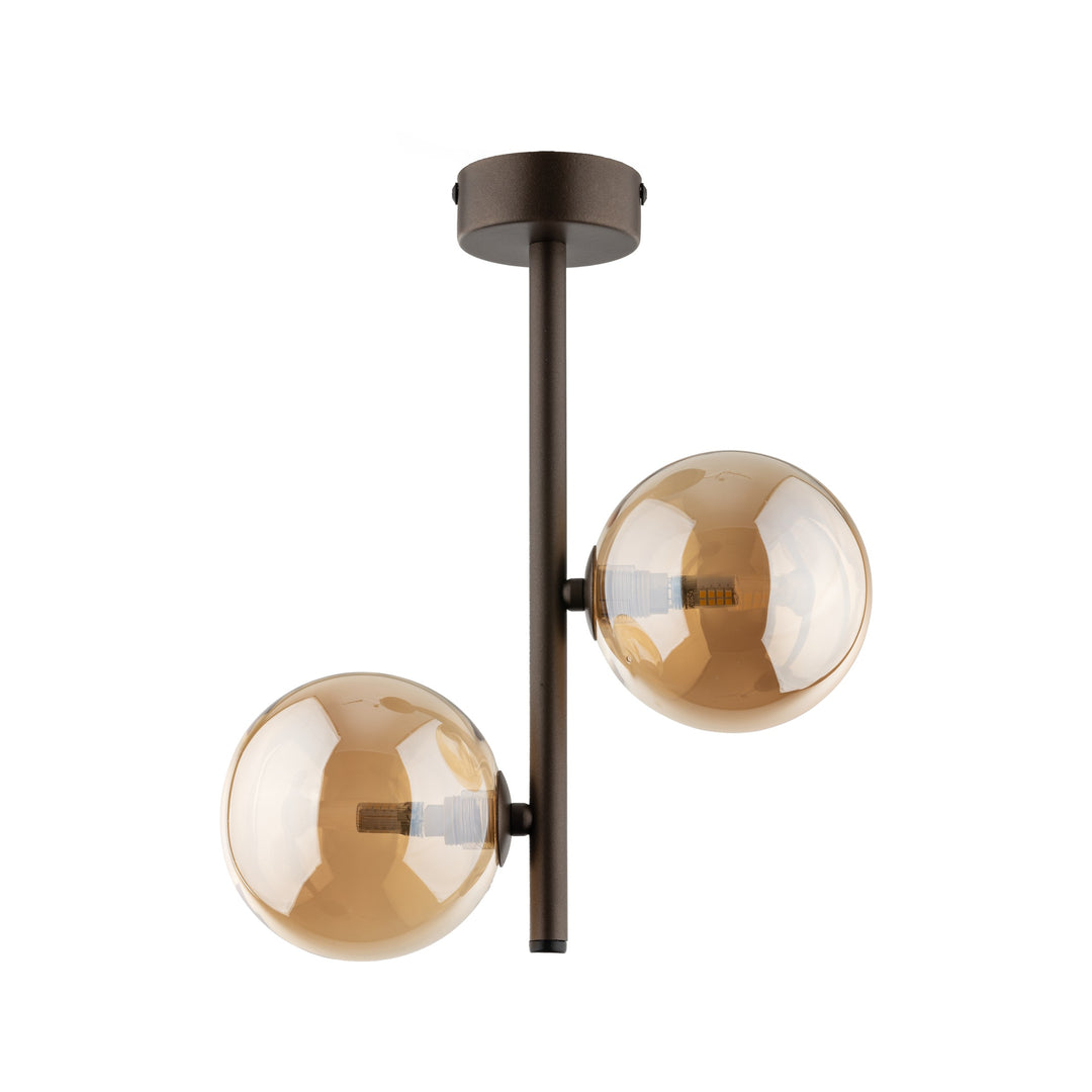 TK Ester loftlampe m. 2 skærme bronze glas og brun metal