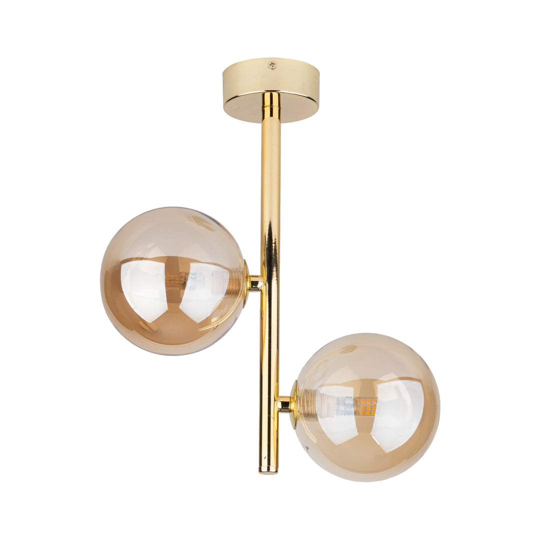 TK Estera loftlampe m. 2 skærme guld glas og metal