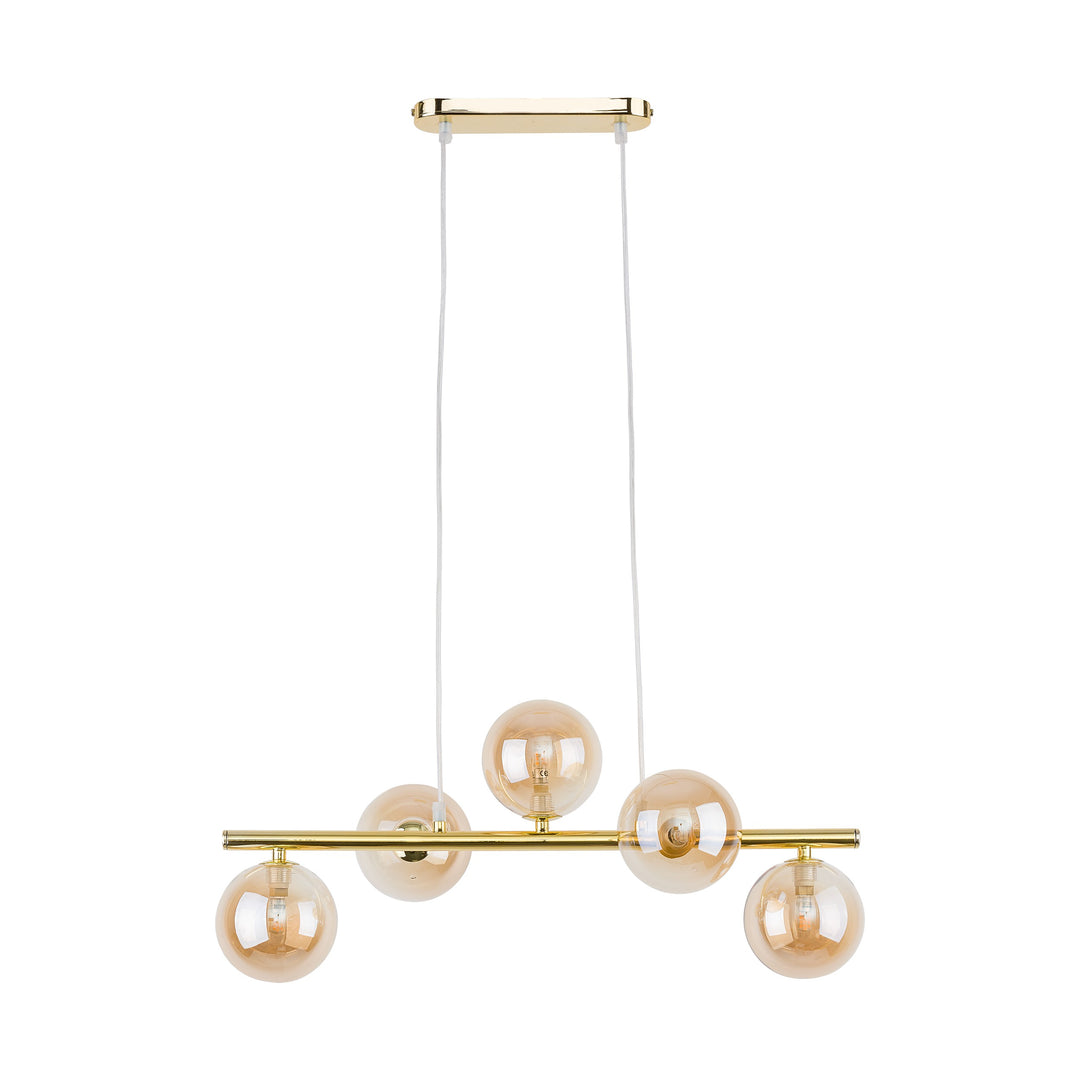TK Estera loftlampe m. 5 skærme guld glas og metal
