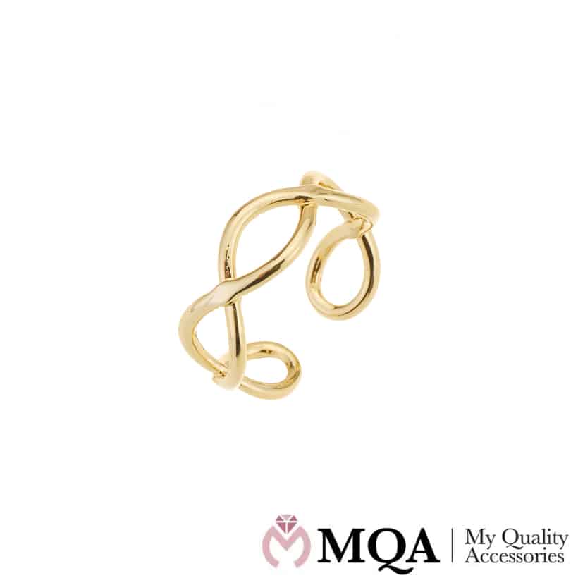 Produktbillede af Køb Ørestikker guldfarvet med abstrakt snoet design på tilbud