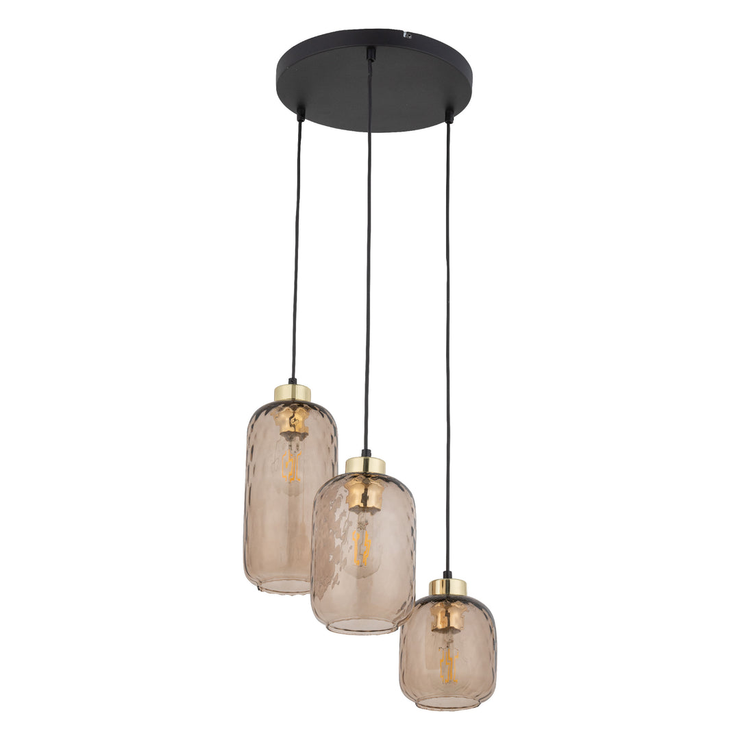 TK Pescara loftlampe m. 3 skærme glas og sort metal