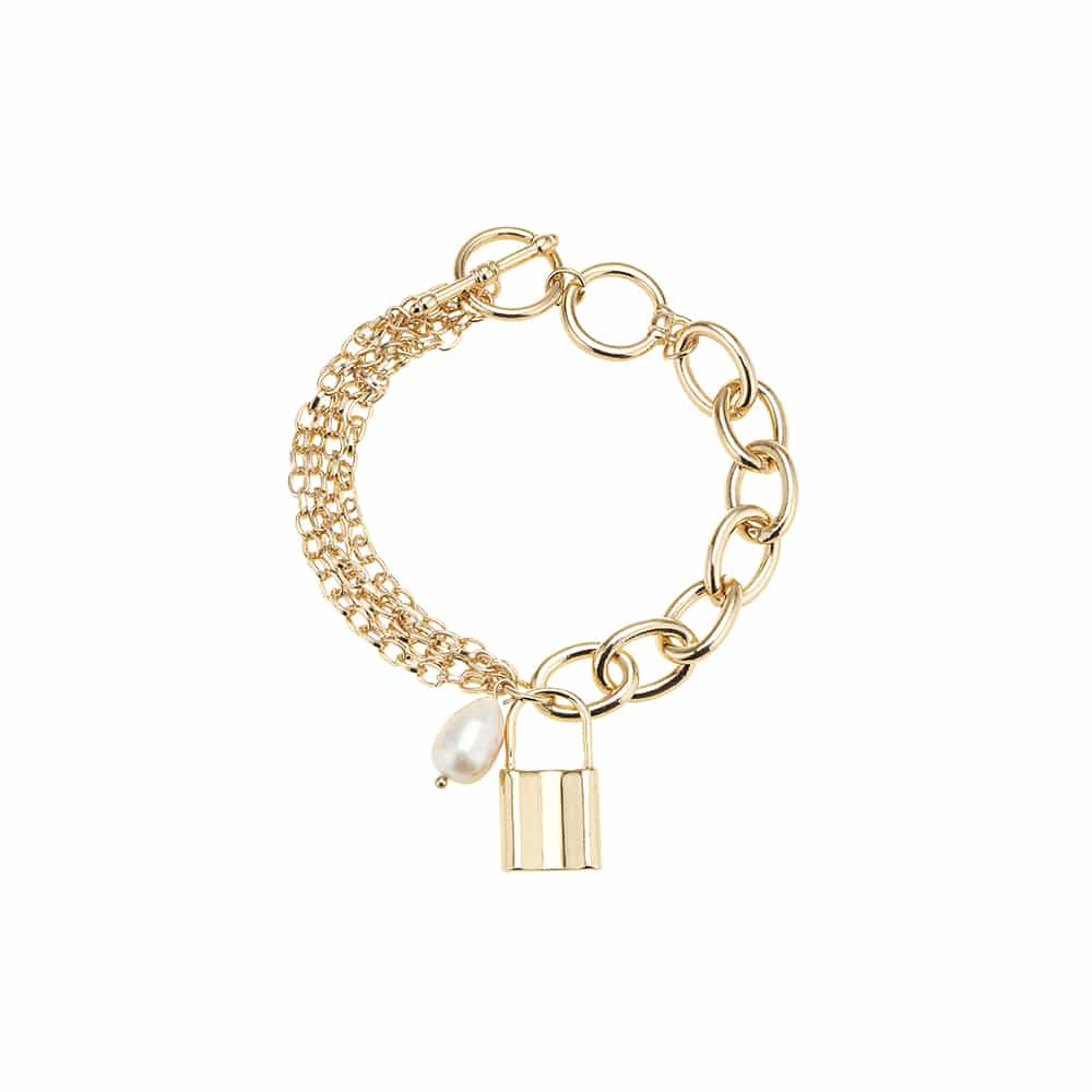 Produktbillede af Køb Armbånd med perle og hængelås på tilbud