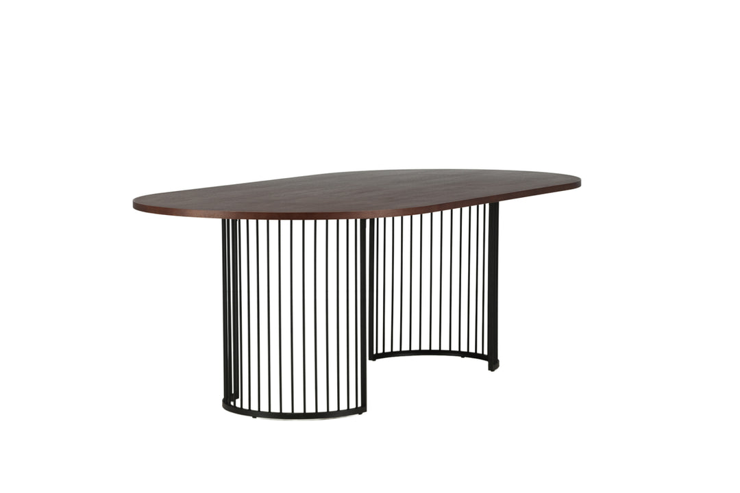 VIND COLLECTION Hamneskär spisebord oval valnøddefarvet finér og sort stål 220x110