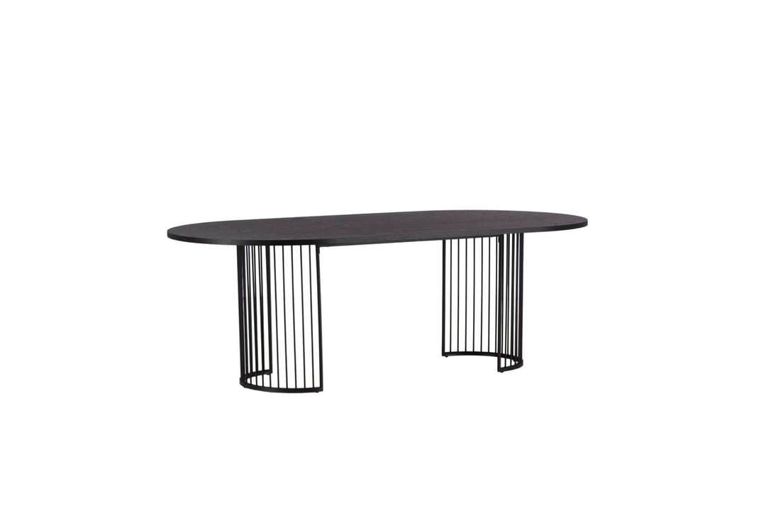 VIND COLLECTION Hamneskär spisebord oval sort finér og sort stål 220x110
