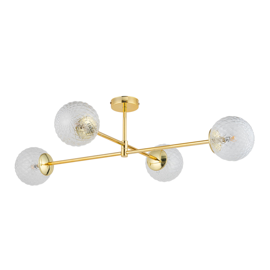 TK Cadix loftlampe m. 4 skærme glas og guld stål