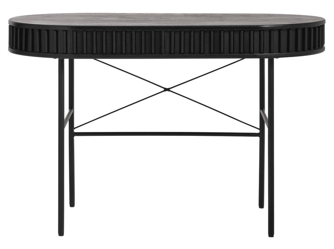 Siena skrivebord m. låge sort egefinér/eg og sort metal 60x120