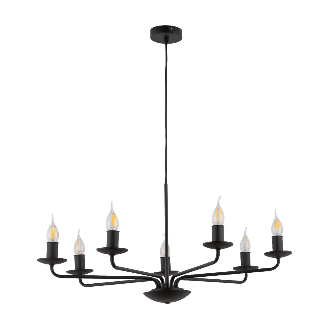 TK Limal loftlampe m. plads til 7 pærer sort metal