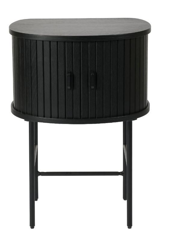 Nola natbord m. 2 skydelåger og 1 hylde sort eg og sort metal 50x40