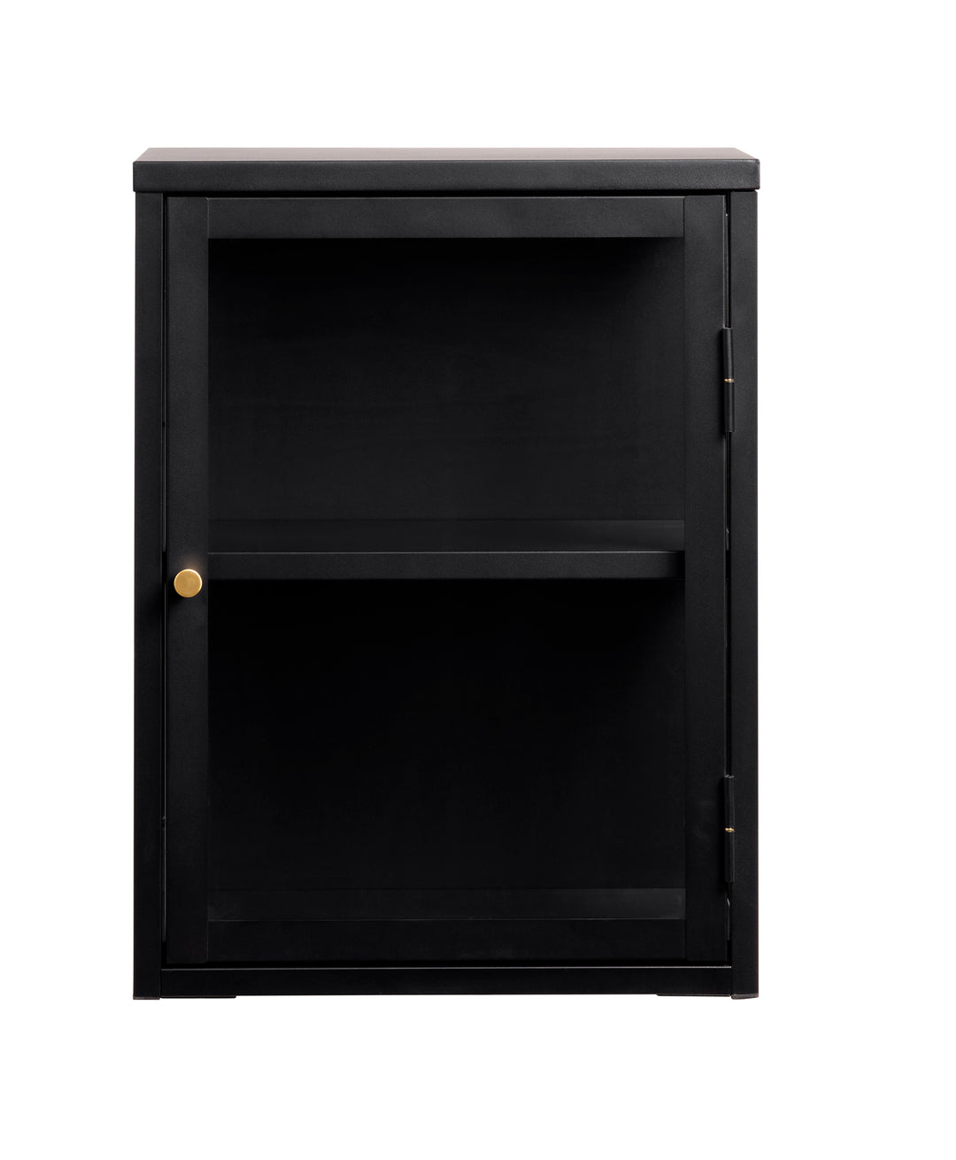 Carmel vægskab m. 1 låge og 1 hylde glas og sort metal H:60xB:45