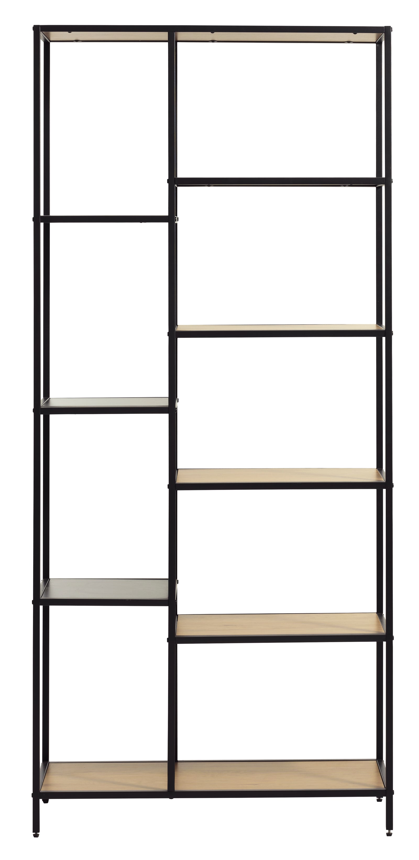 Produktbillede af Altino reol m. 5 hylder natur vildeg melamin og sort metal H:180 i premium kvalitet