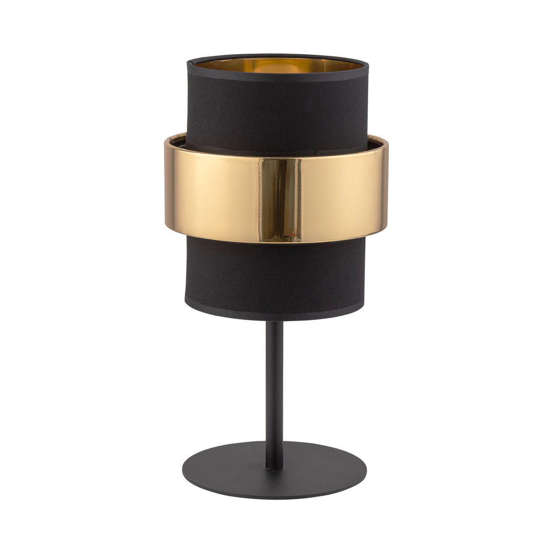 TK Calisto bordlampe m. 3 skærme sort stof og guld stål