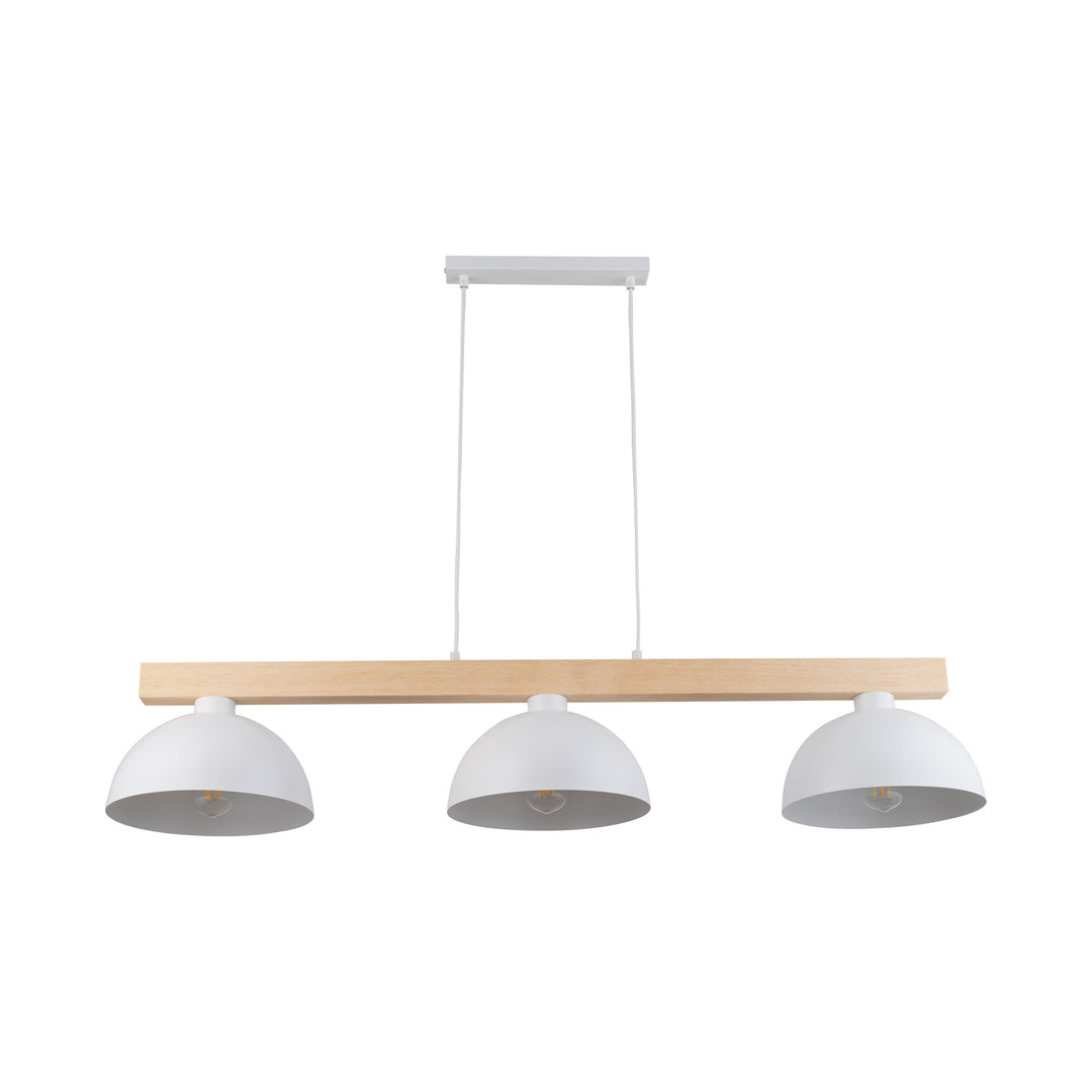TK Oslo loftlampe m. 3 skærme hvid metal og træ
