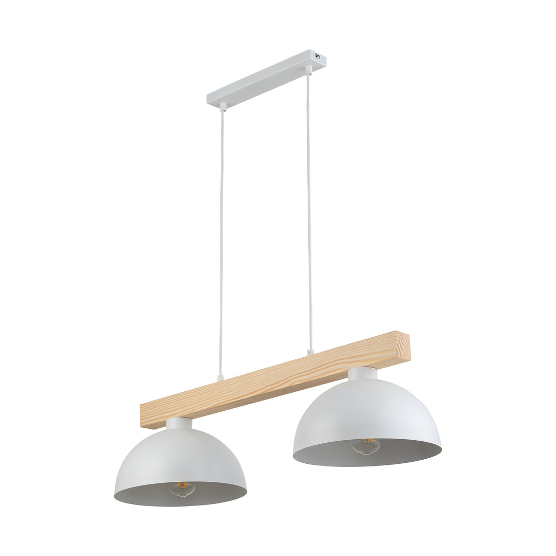 TK Oslo loftlampe m. 2 skærme hvid metal og træ