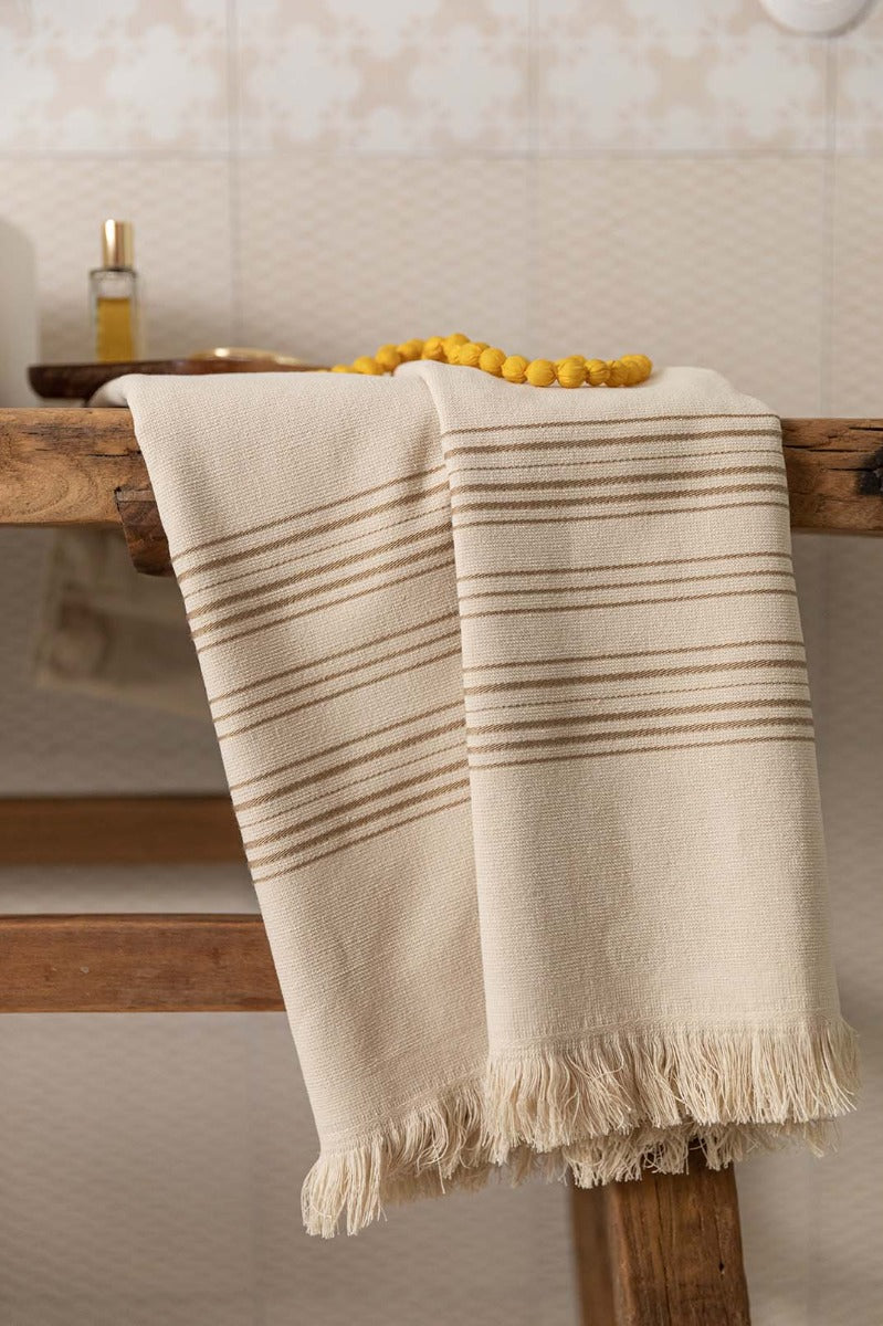 Produktbillede af Cancun Strandhåndklæde 90 x 180 cm Lin på tilbud i høj kvalitet