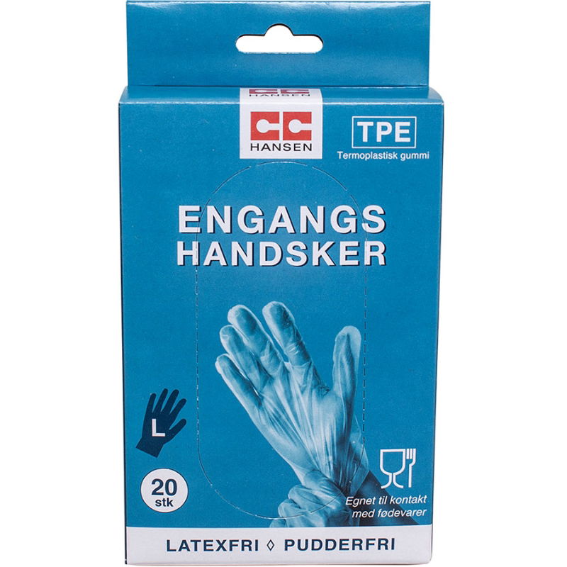 Produktbillede af Engangshandsker Tpe 20 Stk. Cc Hansen på tilbud i premium kvalitet