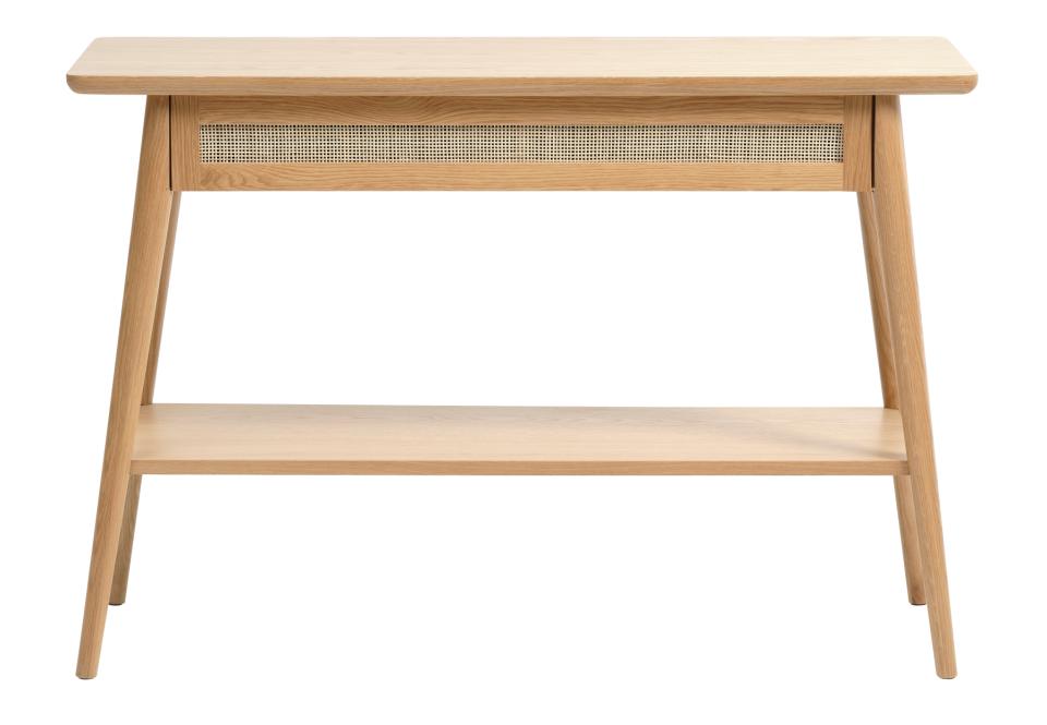 Barrali konsolbord m. 1 hylde og 1 skuffe natur rattan egefinér og egetræ 110x40