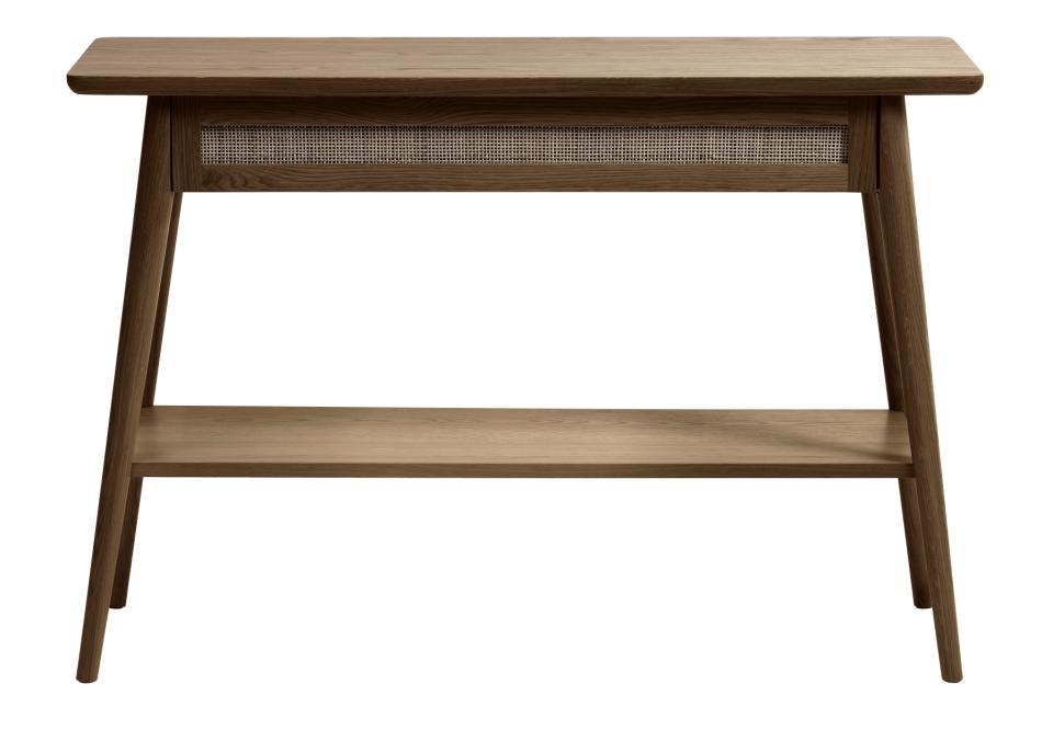 Barrali konsolbord m. 1 hylde og 1 skuffe rattan og røgfarvet egefinér/egetræ 110x40