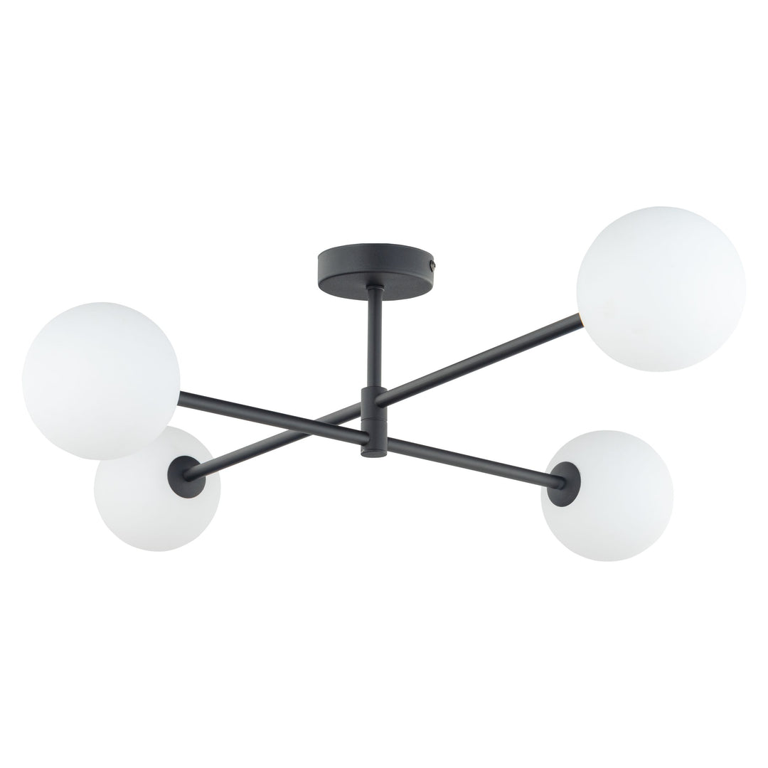 TK Sarius loftlampe m. 4 skærme hvid glas og sort metal