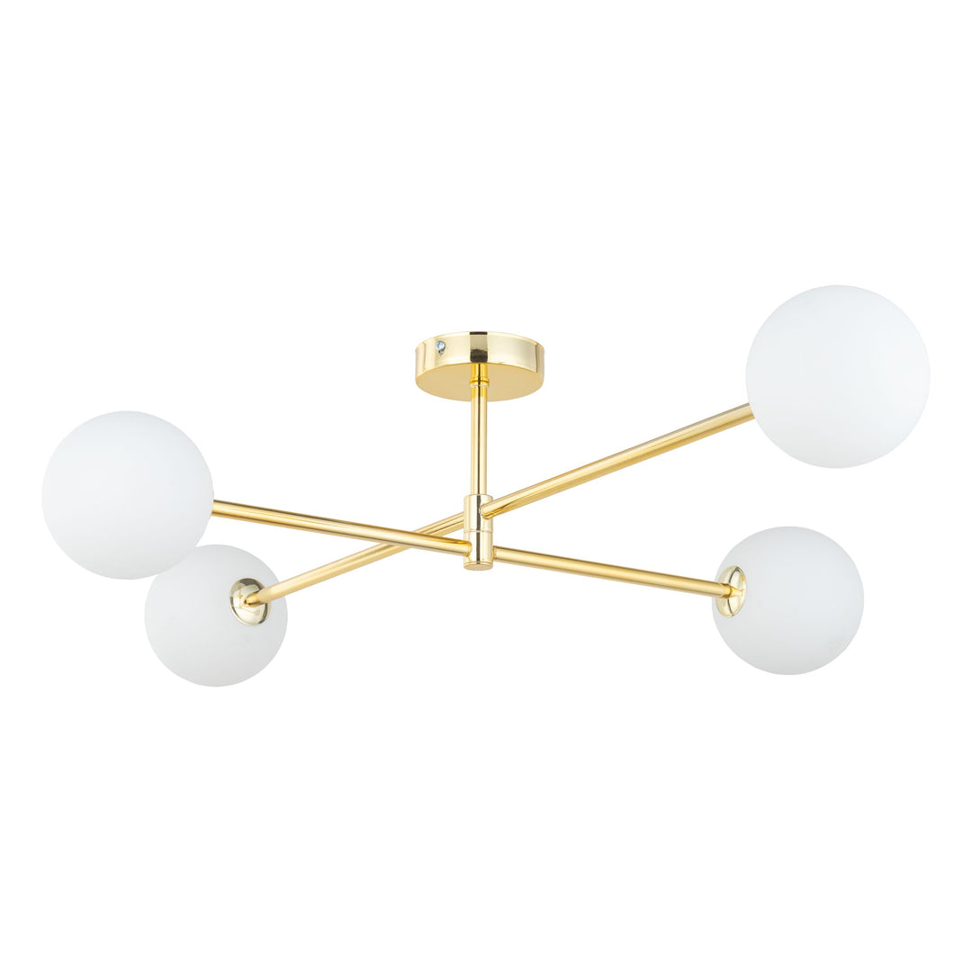 TK Sarius loftlampe m. 4 skærme hvid glas og guld metal