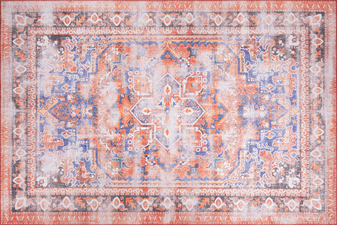 TEPPI Blues gulvtæppe m. mønster rektangulær multifarvet polyester 140x190