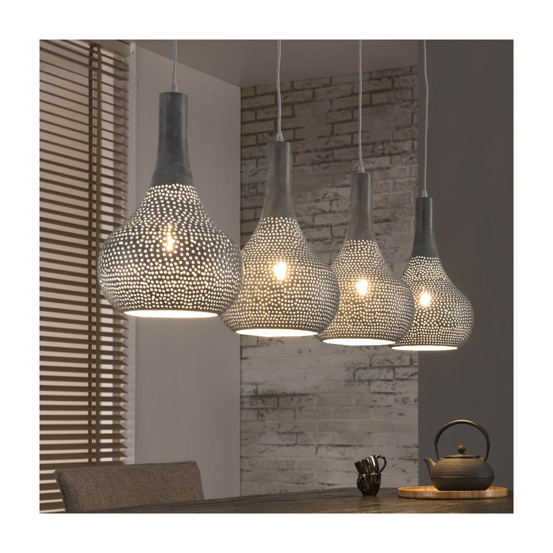 FURBO loftlampe m. 4 lamper grå jern